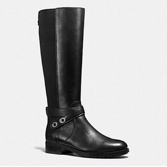 Coach Shoes - COACH | Essex Semi Matte Leather Tall Boots, Black 9.5 B wide calf/ regular